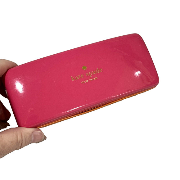 Kate Spade Pink Orange Clam Shell Sunglasses Eyeglass Eyes Hard Case (CASE ONLY) - Picture 2 of 8